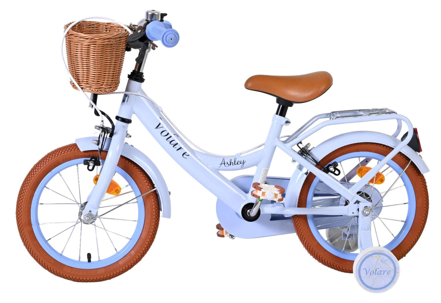 Volare ashley kinderfiets - meisjes - 14 inch - pastel blauw - twee handremmen