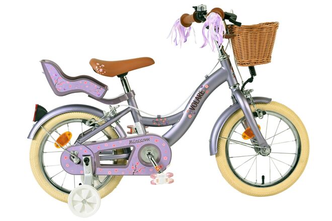 Bicicletta per bambini Volare Blossom - ragazze - 14 pollici - viola - due freni a mano