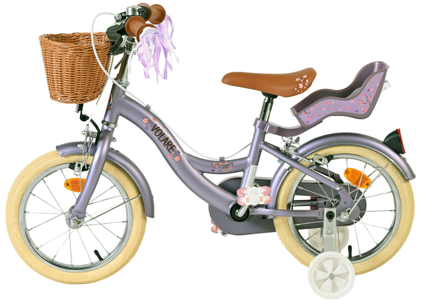 Bicicletta per bambini Volare Blossom - ragazze - 14 pollici - viola - due freni a mano