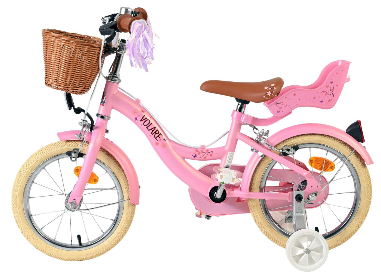Bicicletta per bambini Volare Blossom - ragazze - 14 pollici - rosa - due freni a mano