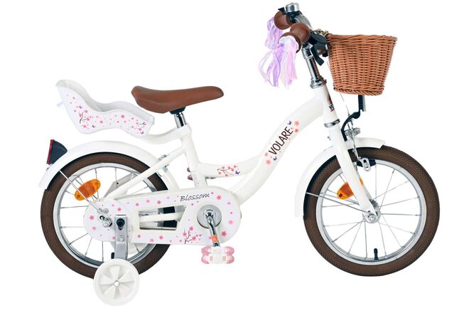 Vlatare Blossom per bambini ragazze in bicicletta da 14 pollici bianche