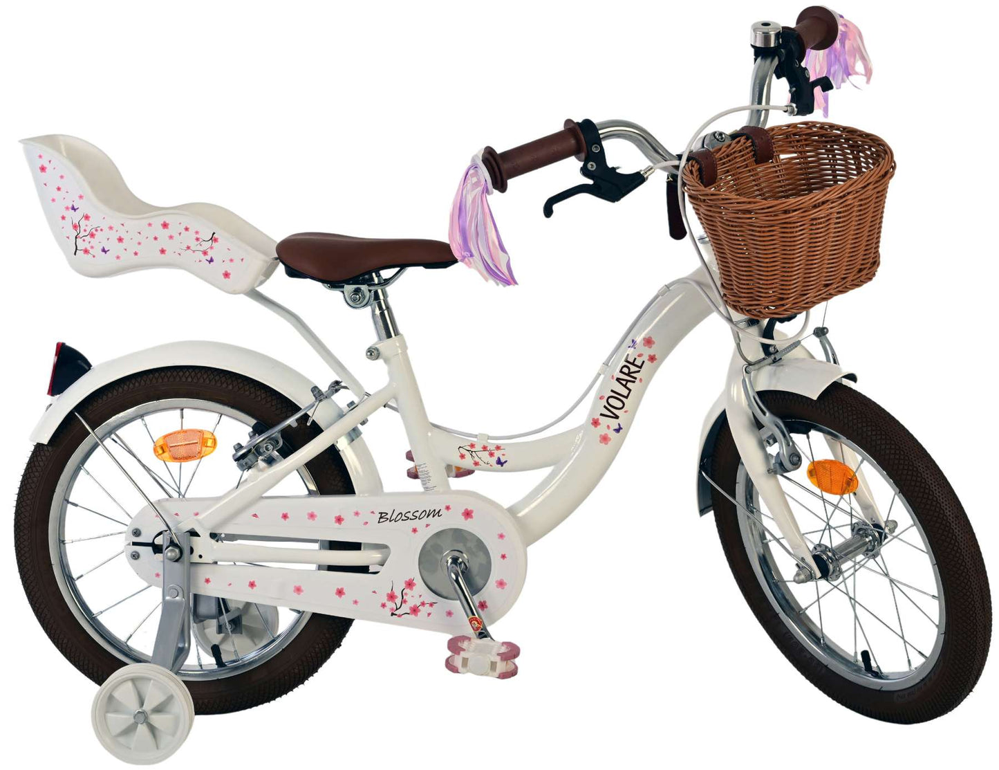 Bicicleta infantil Volare Blossom - niña - 16 pulgadas - blanca - dos frenos de mano