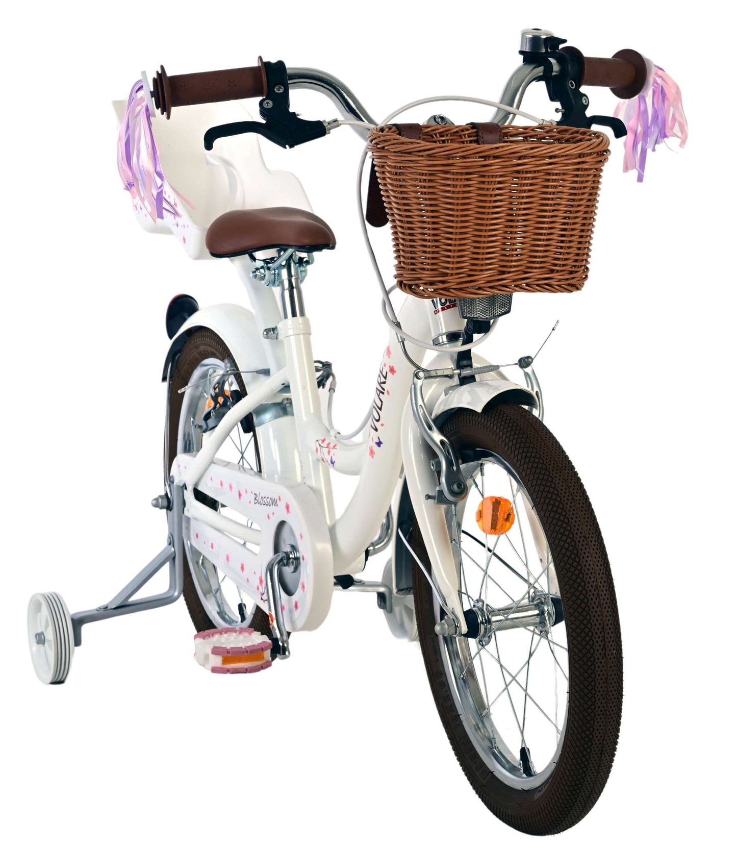 Bicicleta infantil Volare Blossom - niña - 16 pulgadas - blanca - dos frenos de mano