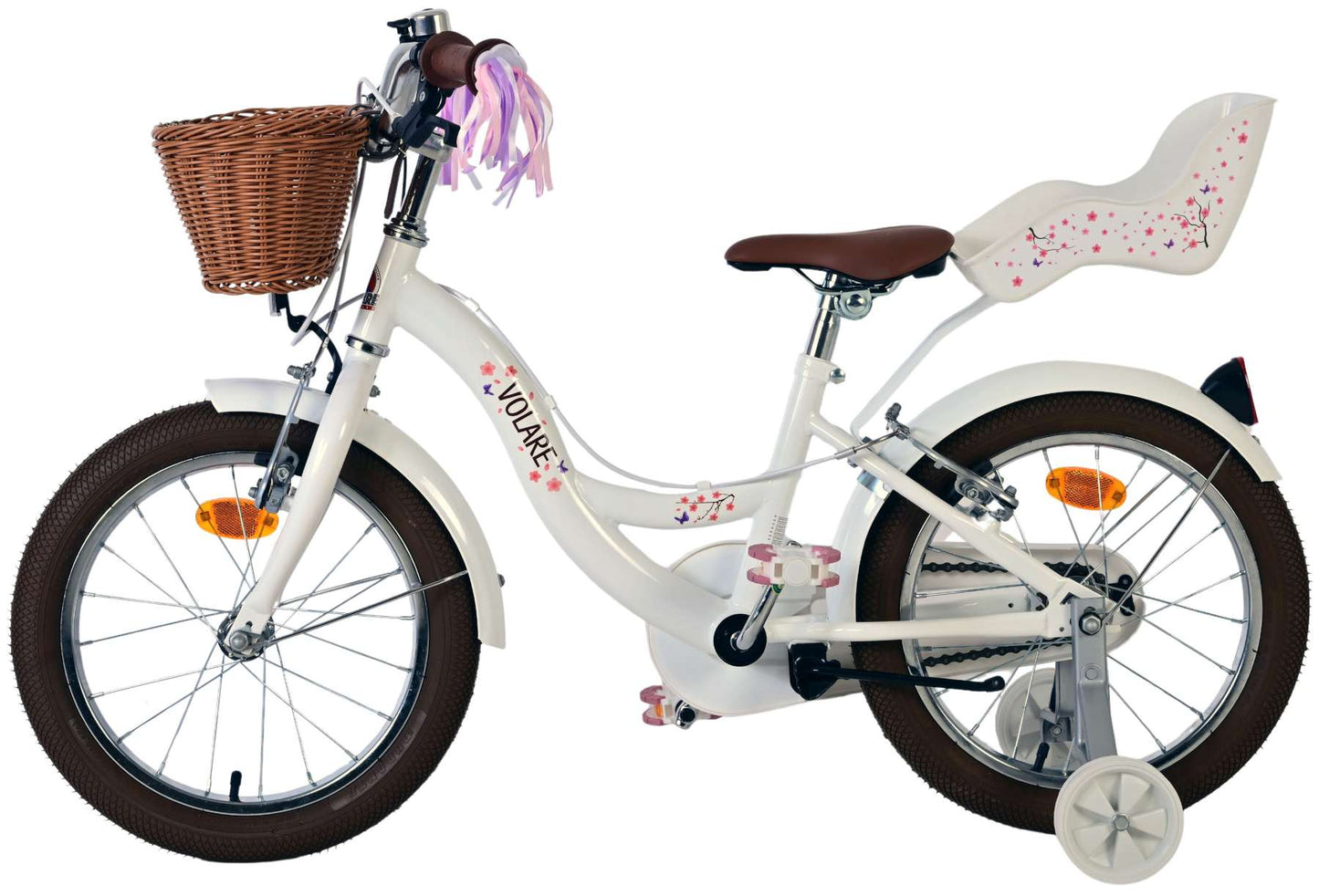Bicicleta infantil Volare Blossom - niña - 16 pulgadas - blanca - dos frenos de mano