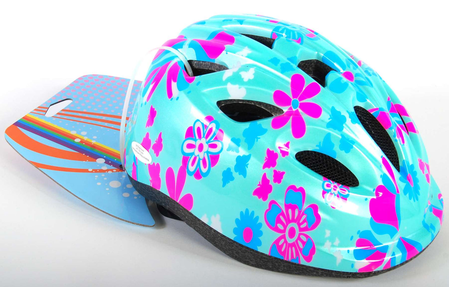 Casco per biciclette per bambini Vlatare XS Blue Pink Flowers 47-51 cm extra piccolo modello