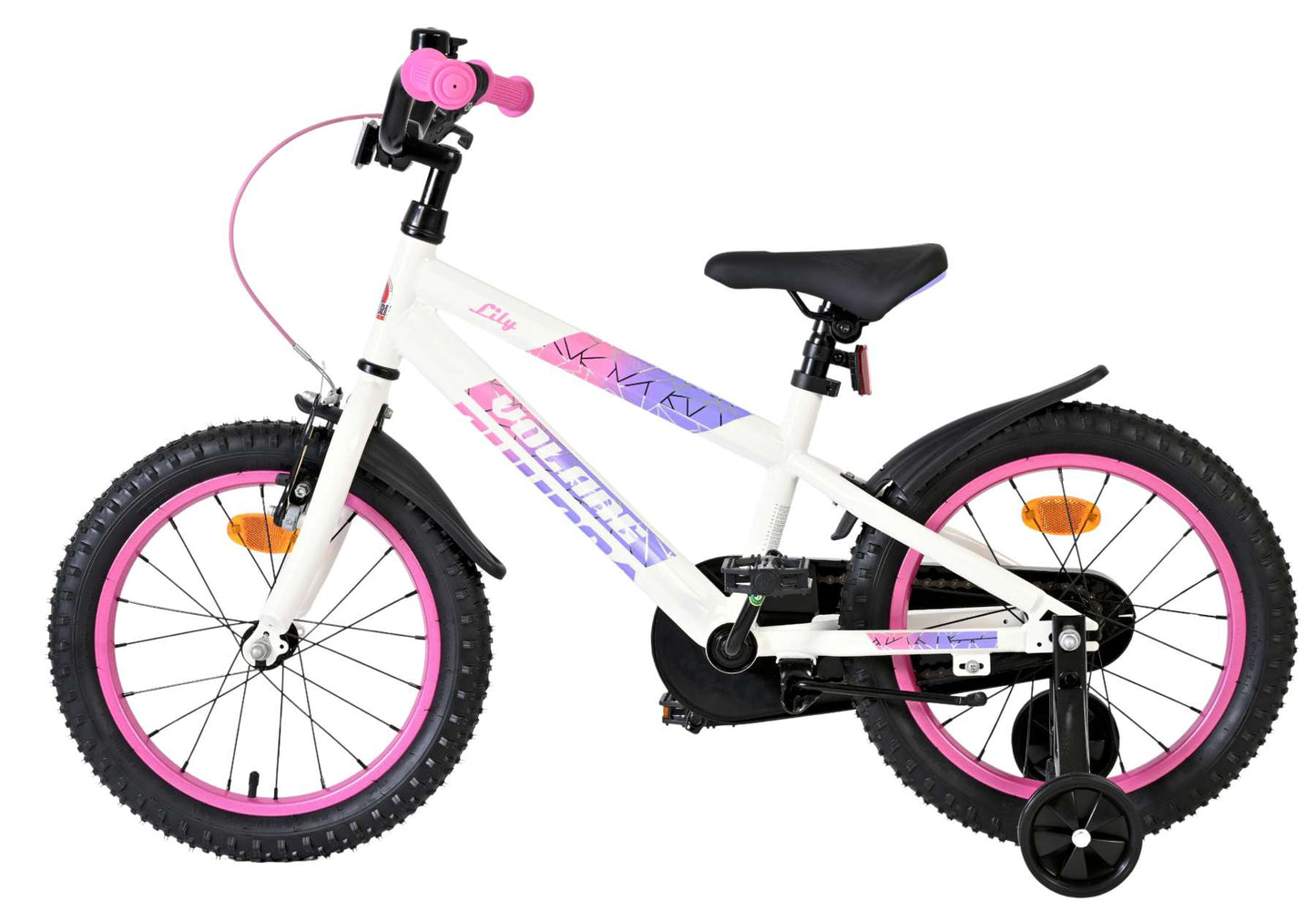 Bicicleta infantil Volare Lily - niña - 16 pulgadas - blanco rosa violeta