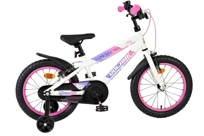 Bicicletta per bambini Volare Lily - ragazze - 16 pollici - bianco rosa viola - due freni a mano