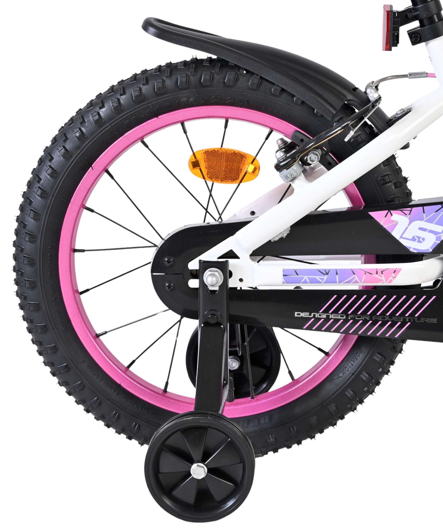 Bicicletta per bambini Volare Lily - ragazze - 16 pollici - bianco rosa viola - due freni a mano