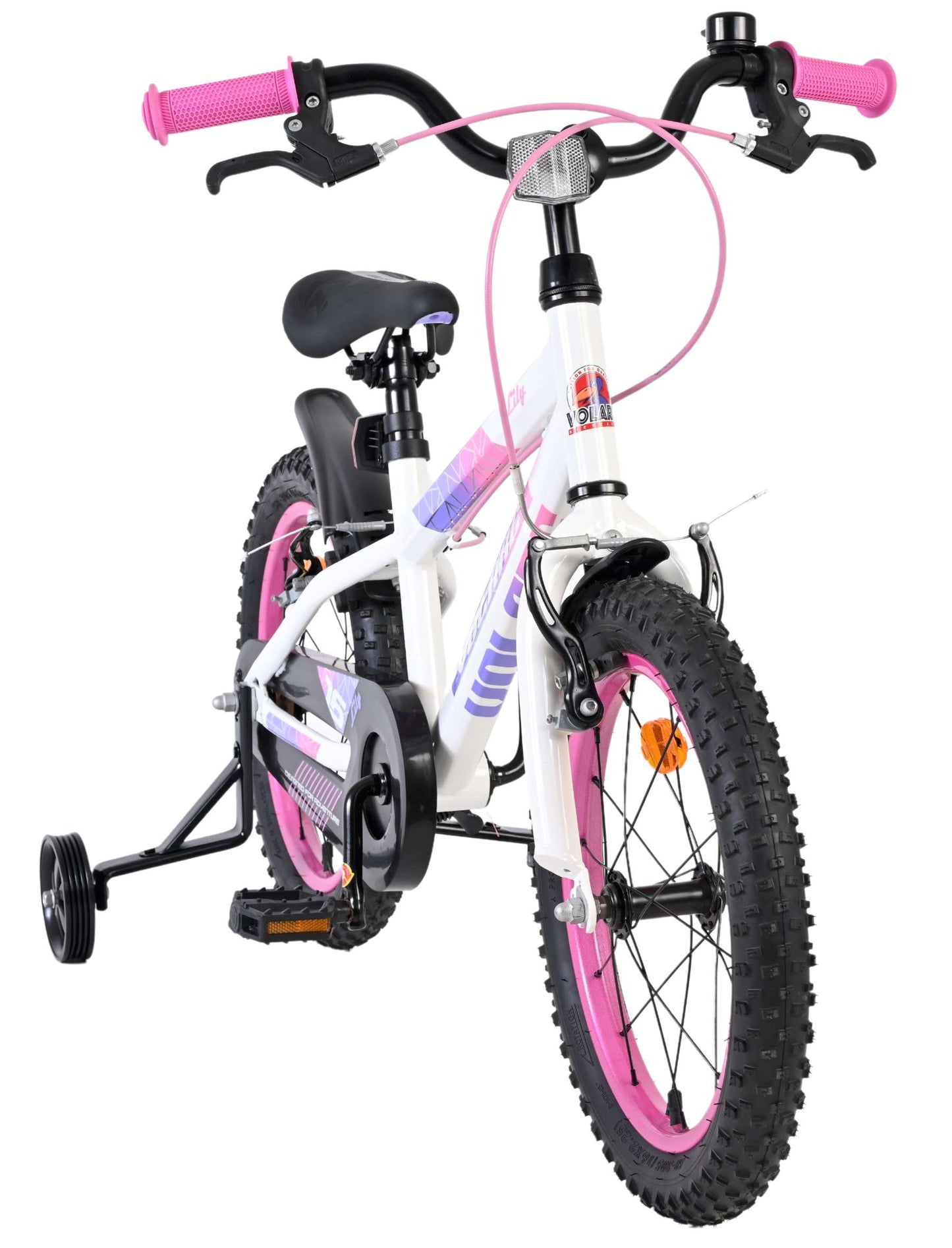 Bicicletta per bambini Volare Lily - ragazze - 16 pollici - bianco rosa viola - due freni a mano