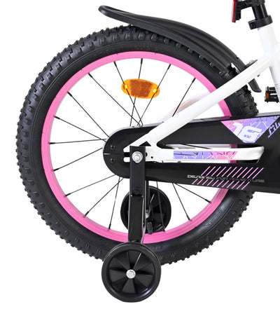 Bicicletta per bambini Volare Lily - ragazze - 18 pollici - bianco rosa viola - due freni a mano