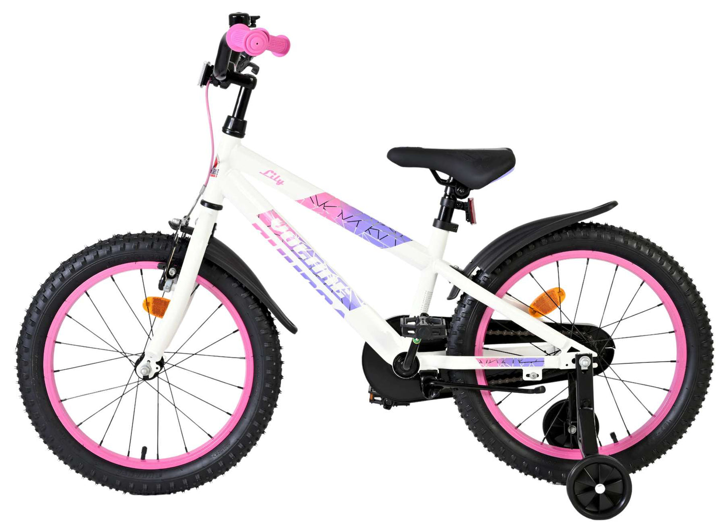Bicicletta per bambini Volare Lily - ragazze - 18 pollici - bianco rosa viola