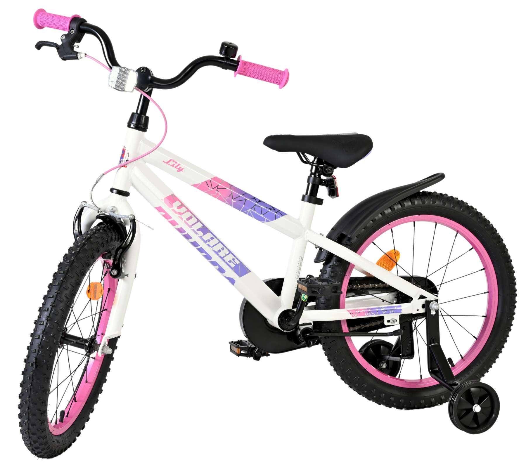 Volare lily kinderfiets - meisjes - 18 inch - wit roze paars - twee handremmen