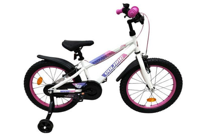 Bicicletta per bambini Volare Lily - ragazze - 18 pollici - bianco rosa viola - due freni a mano