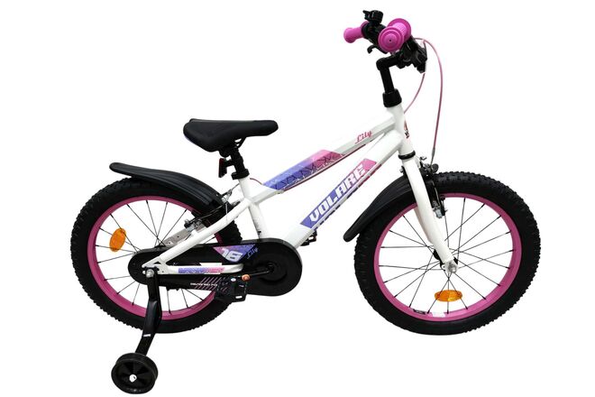 Volare lily children's bicycle - girls - 18 inches - white pink purple - two hand brakes