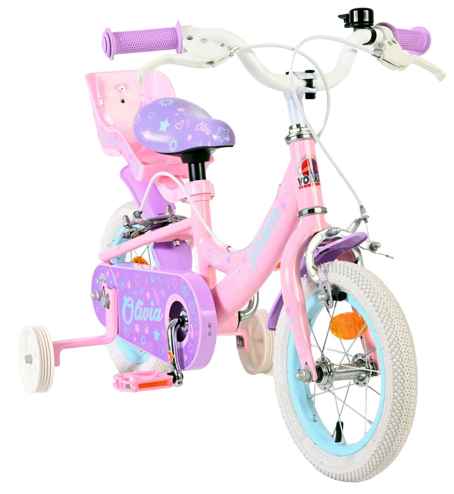 Volare olivia kinderfiets - meisjes - 12 inch - roze - twee handremmen