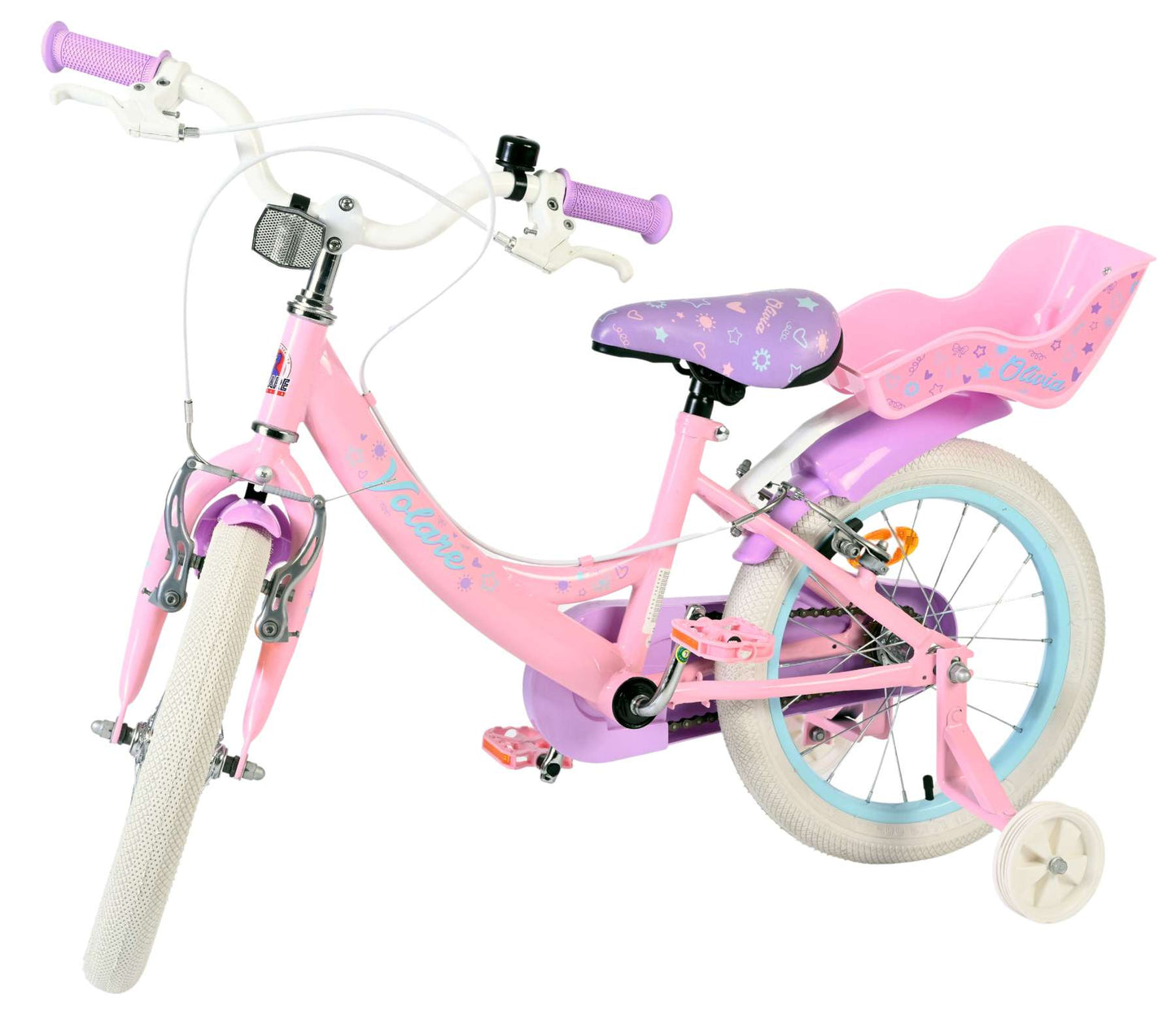 Bicicletta per bambini Volare Olivia - ragazze - 16 pollici - rosa - due freni a mano