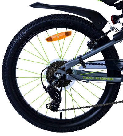 Volare rocky kinderfiets - 20 inch - 7 speed - groen grijs