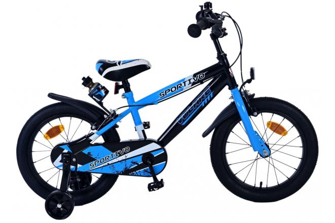 Volare sportivo kinderfiets - jongens - 16 inch - blauw zwart - twee handremmen