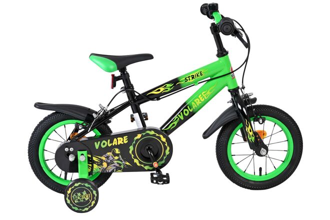 Bicicletta per bambini Volare Strike - ragazzi - 12 pollici - nero verde - due freni a mano