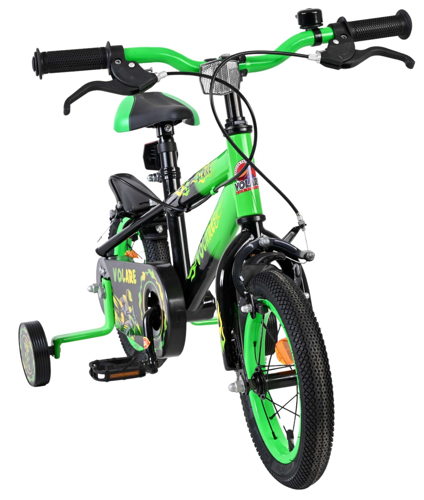 Bicicletta per bambini Volare Strike - ragazzi - 12 pollici - nero verde - due freni a mano