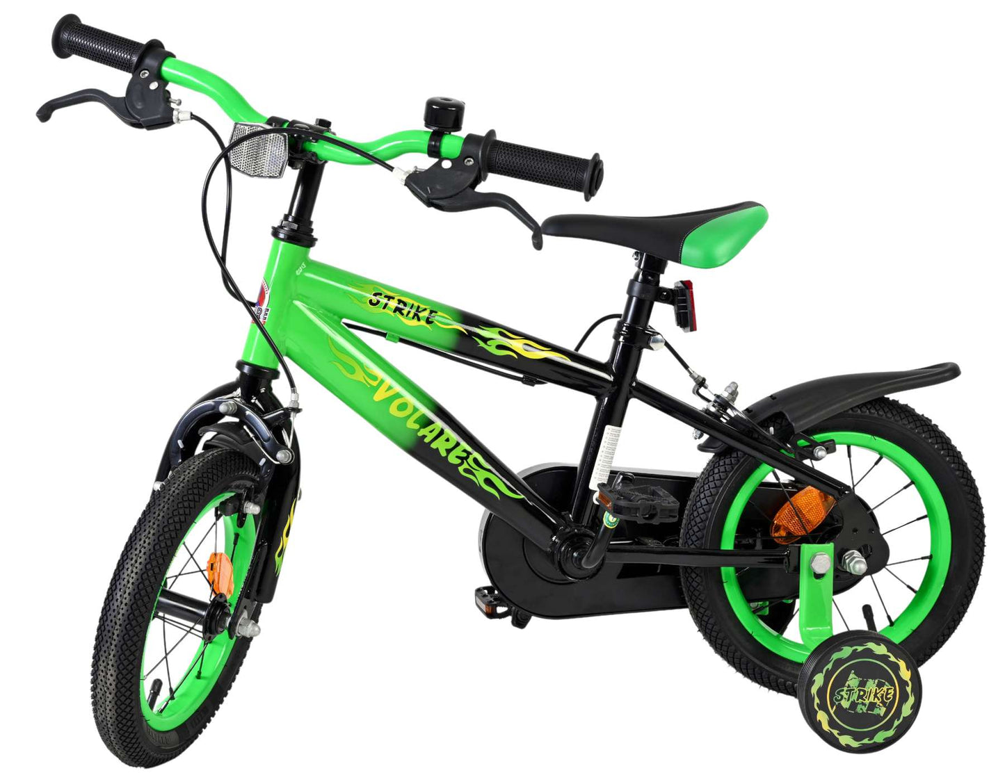 Bicicletta per bambini Volare Strike - ragazzi - 12 pollici - nero verde - due freni a mano