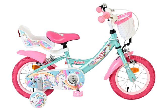 Bicicleta infantil Volare Unicorn - niña - 12 pulgadas - verde - dos frenos de mano