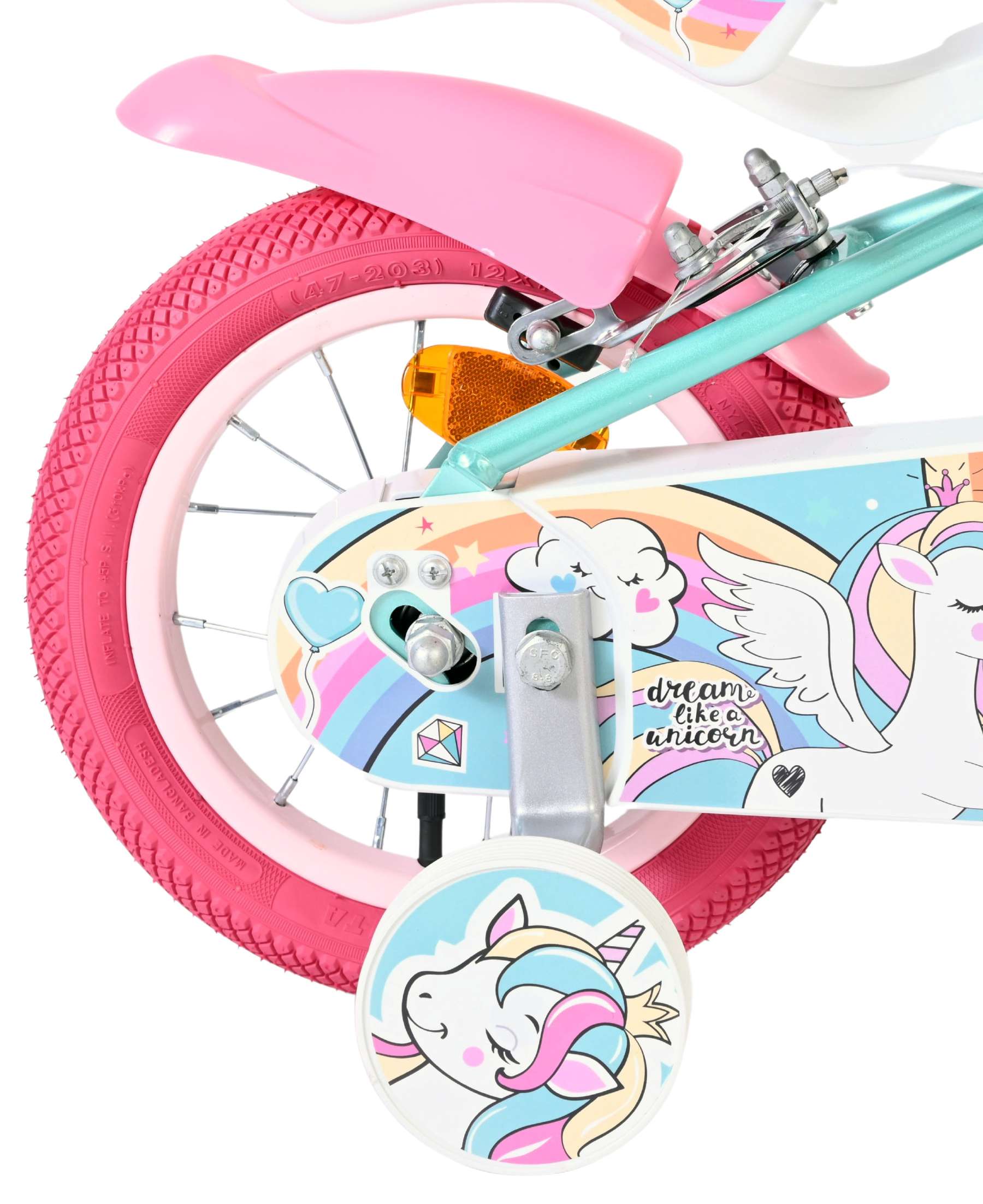 Bicicleta infantil Volare Unicorn - niña - 12 pulgadas - verde - dos frenos de mano