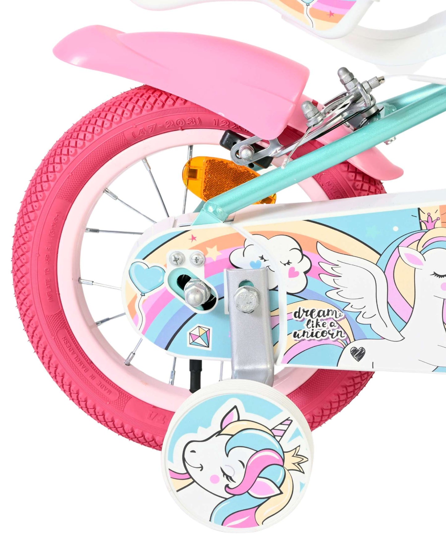 Volare unicorn kinderfiets - meisjes - 12 inch - groen - twee handremmen