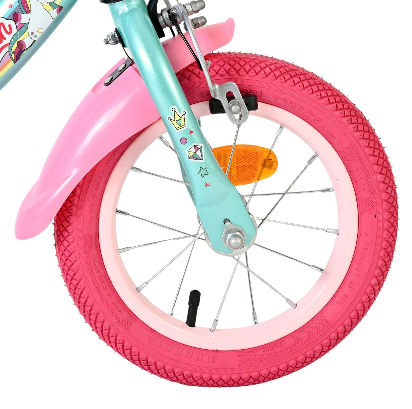 Bicicleta infantil Volare Unicorn - niña - 12 pulgadas - verde - dos frenos de mano