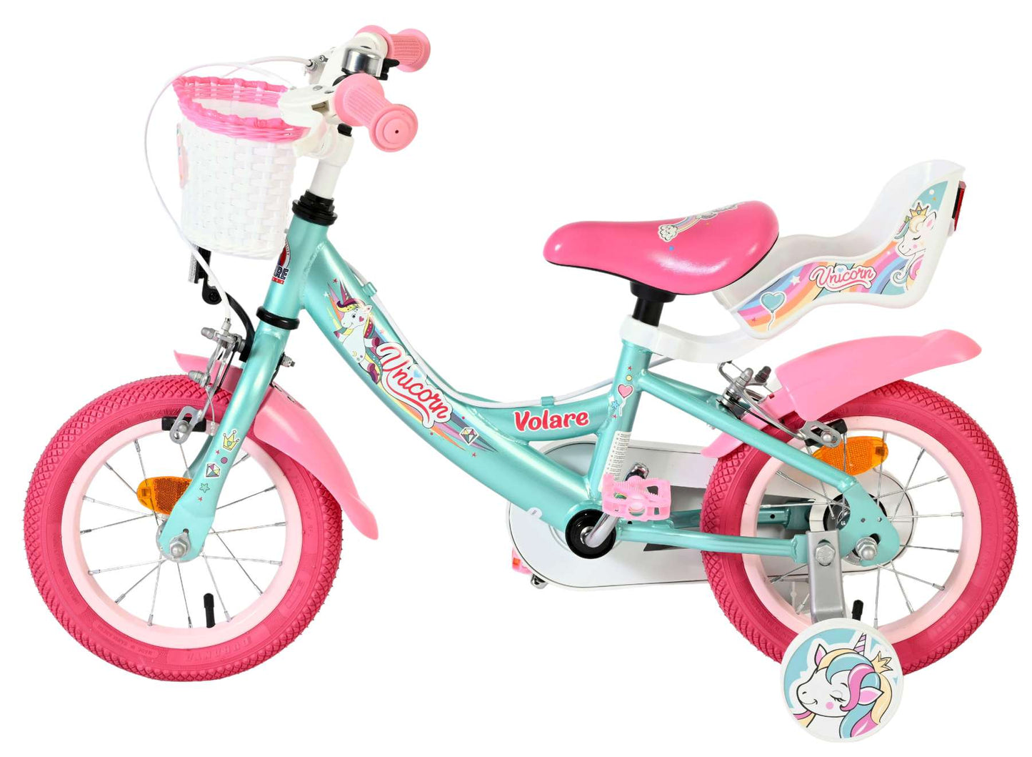 Bicicleta infantil Volare Unicorn - niña - 12 pulgadas - verde - dos frenos de mano