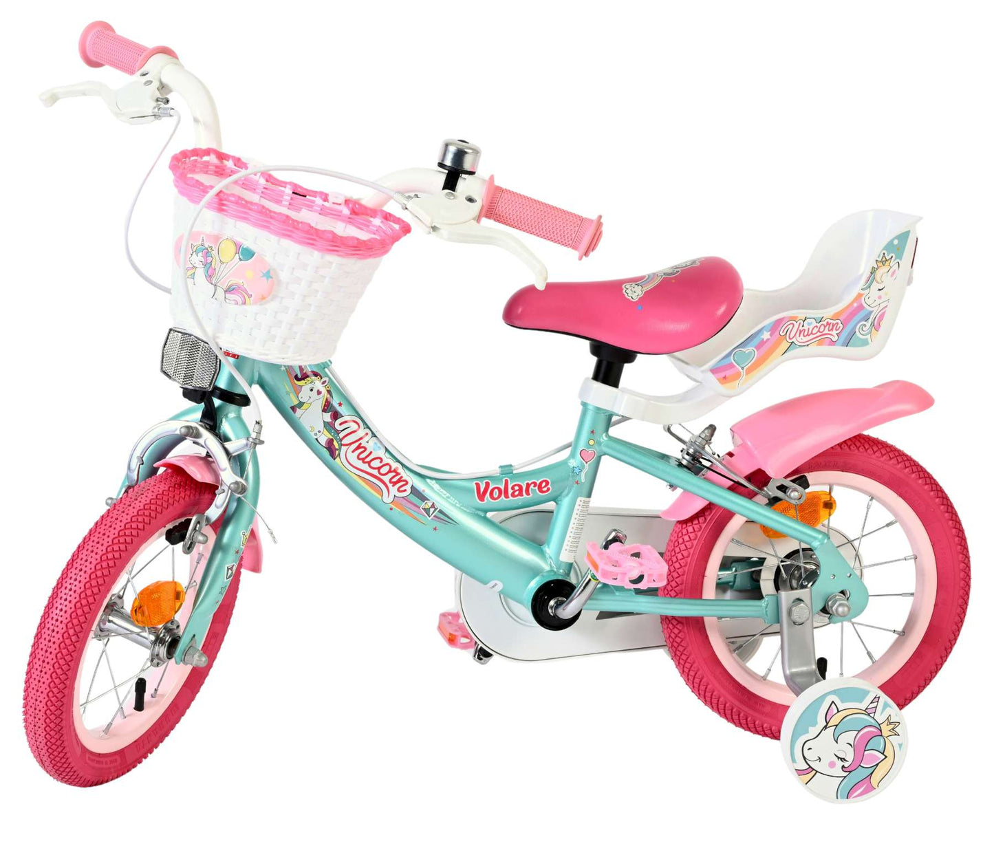 Bicicleta infantil Volare Unicorn - niña - 12 pulgadas - verde - dos frenos de mano