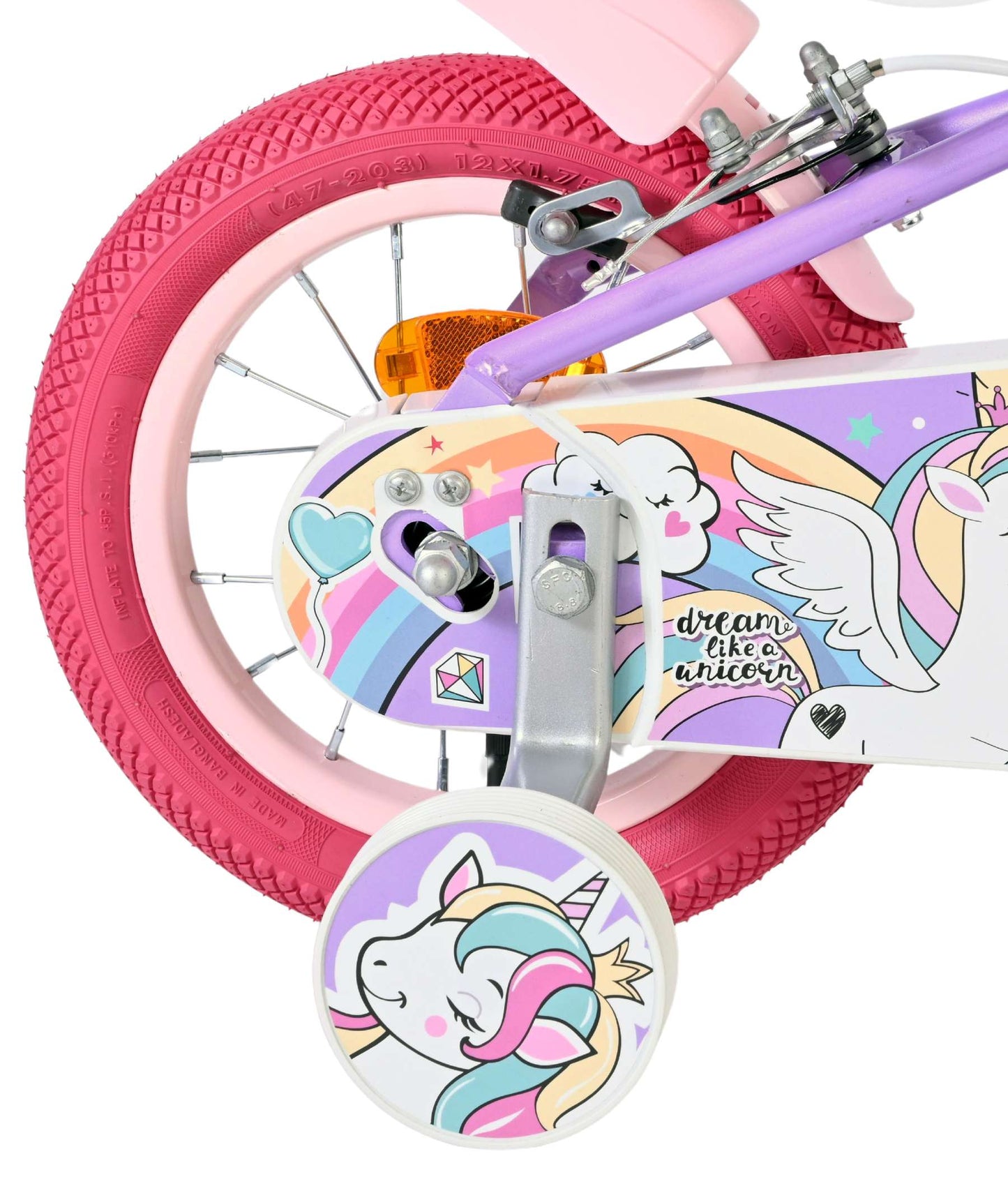 Volare unicorn kinderfiets - meisjes - 12 inch - paars - twee handremmen