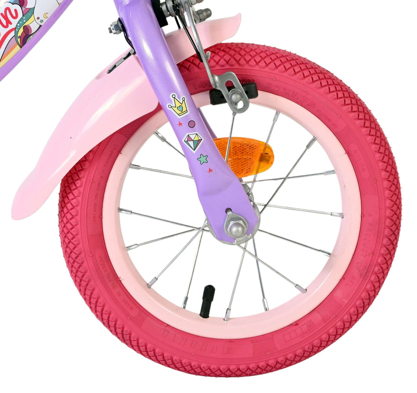 Volare unicorn kinderfiets - meisjes - 12 inch - paars - twee handremmen