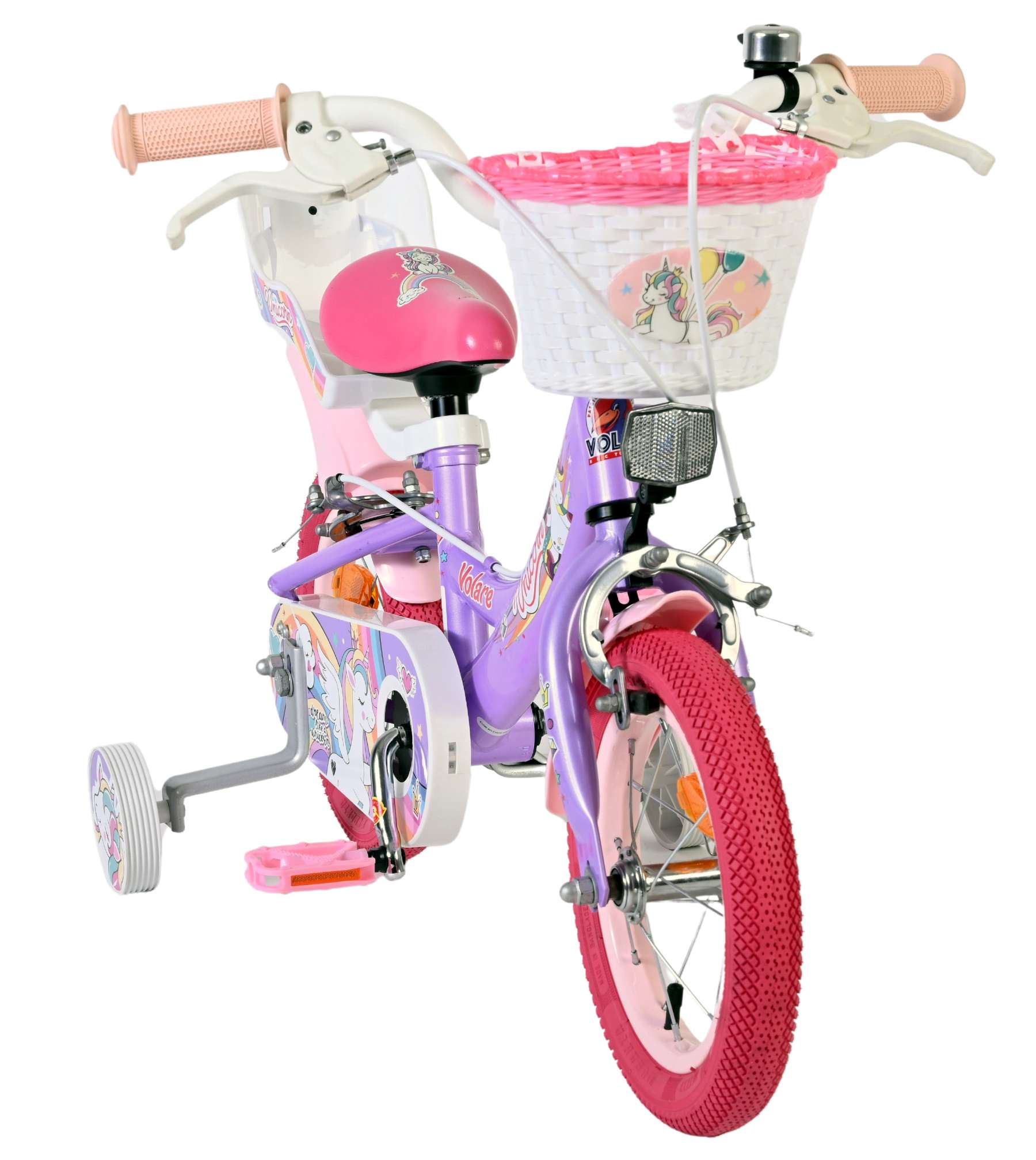 Bicicleta infantil Volare Unicorn - niña - 12 pulgadas - violeta - dos frenos de mano