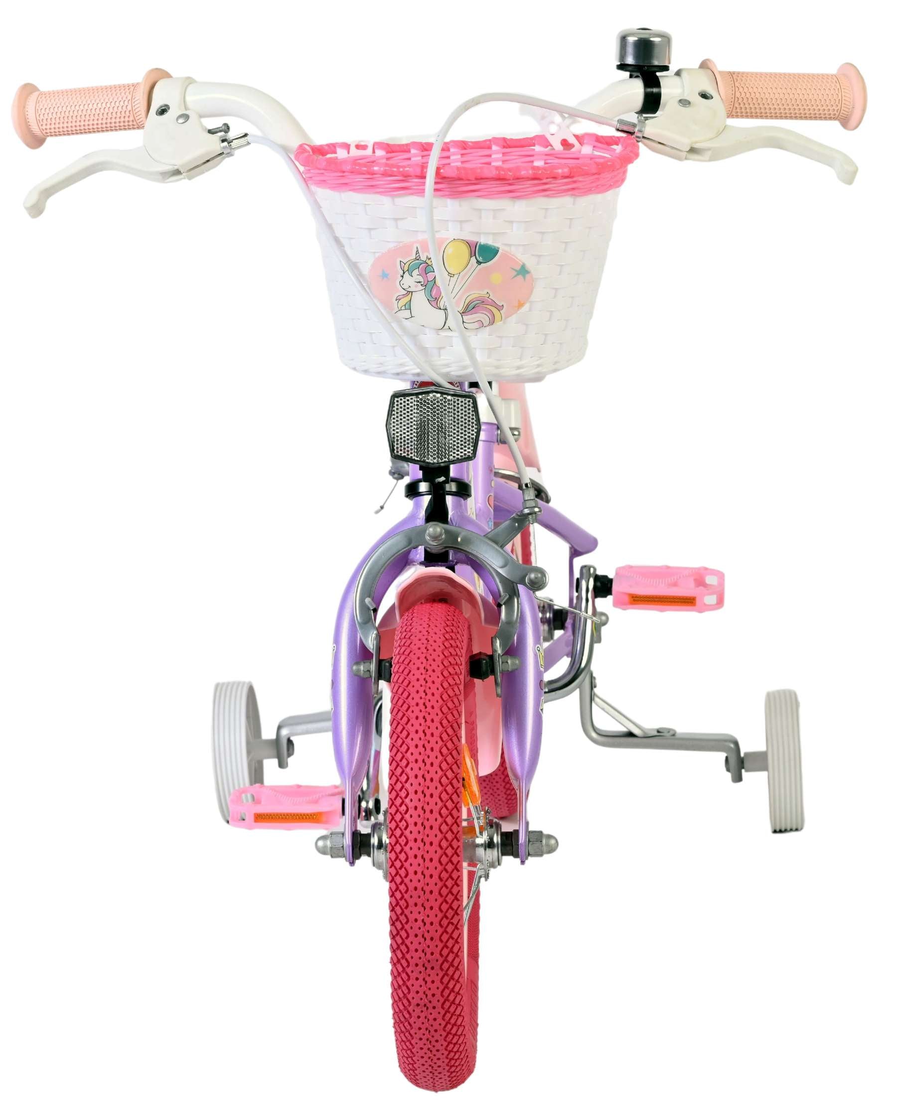 Bicicleta infantil Volare Unicorn - niña - 12 pulgadas - violeta - dos frenos de mano