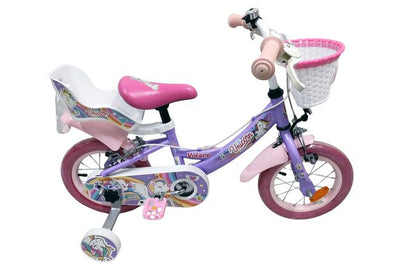 Volare unicorn kinderfiets - meisjes - 12 inch - paars - twee handremmen