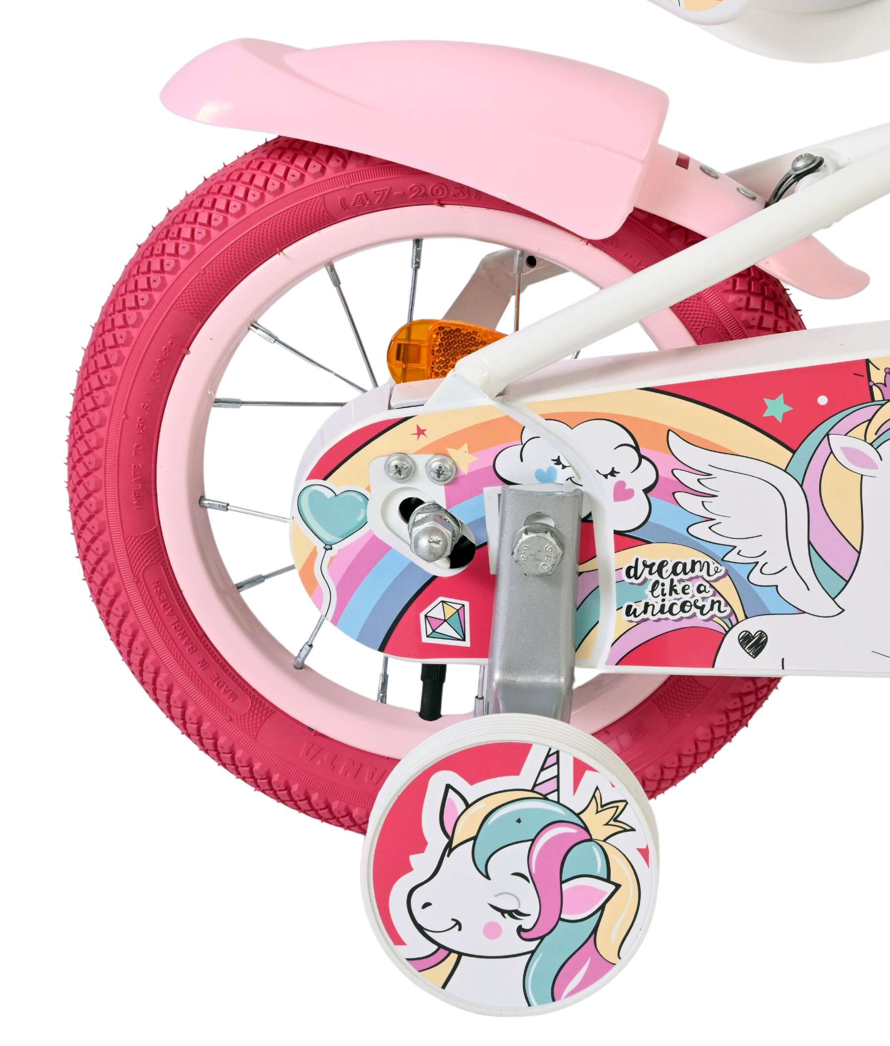 Bicicleta infantil Volare Unicorn - niña - 12 pulgadas - blanca