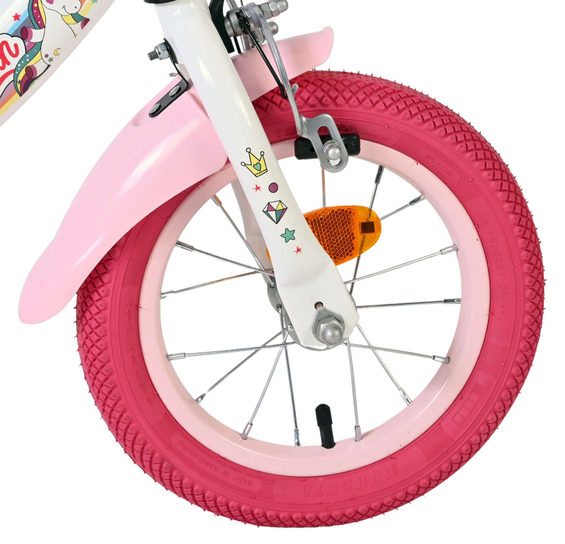 Bicicleta infantil Volare Unicorn - niña - 12 pulgadas - blanca