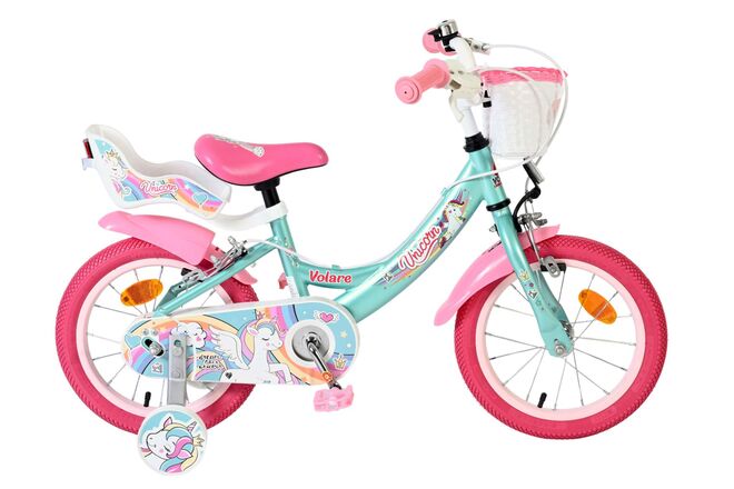 Bicicletta per bambini Volare Unicorn - ragazze - 14 pollici - verde - due freni a mano