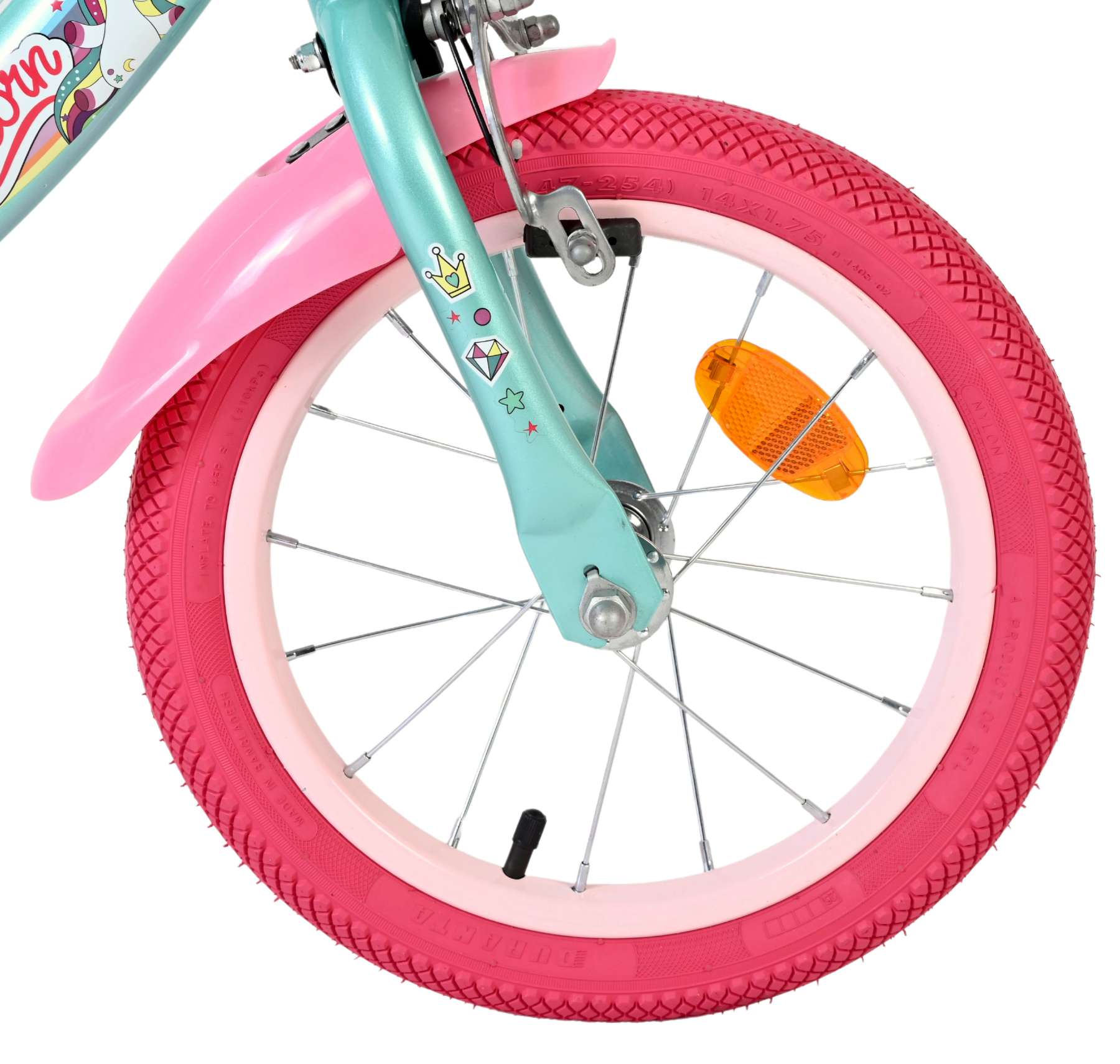 Bicicleta infantil Volare Unicorn - niña - 14 pulgadas - verde - dos frenos de mano