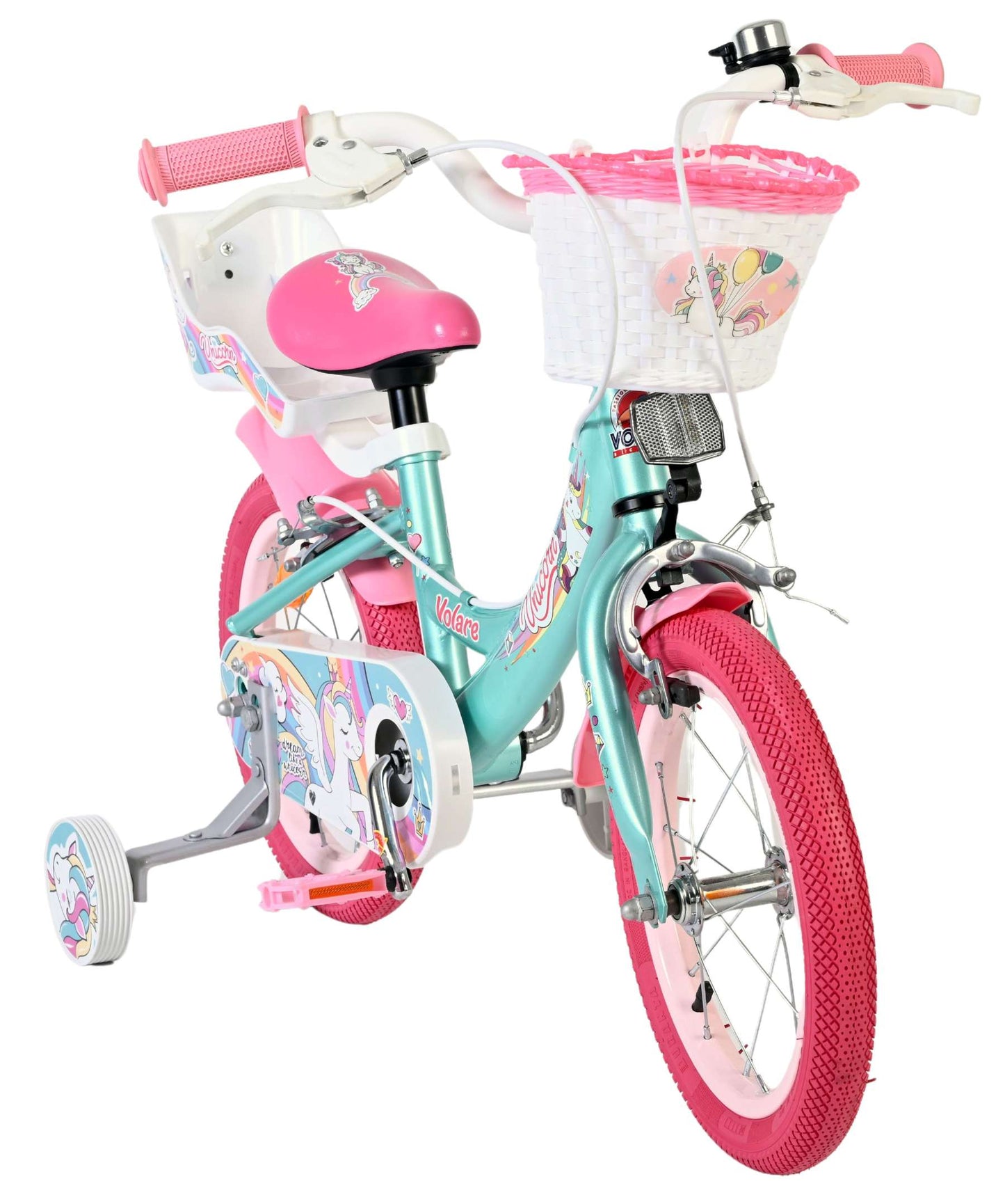Bicicletta per bambini Volare Unicorn - ragazze - 14 pollici - verde - due freni a mano