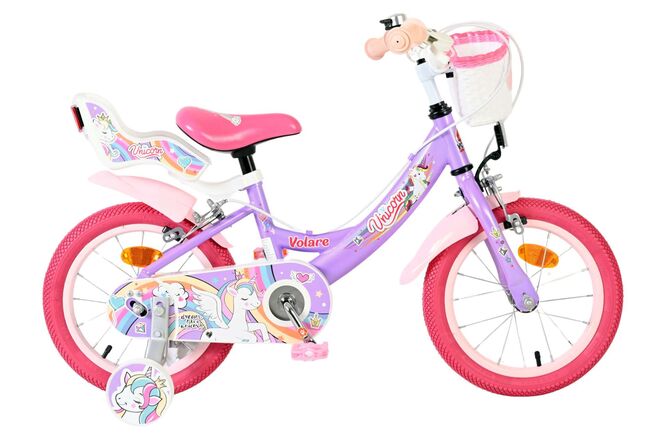 Bicicleta infantil Volare Unicorn - niña - 14 pulgadas - violeta - dos frenos de mano
