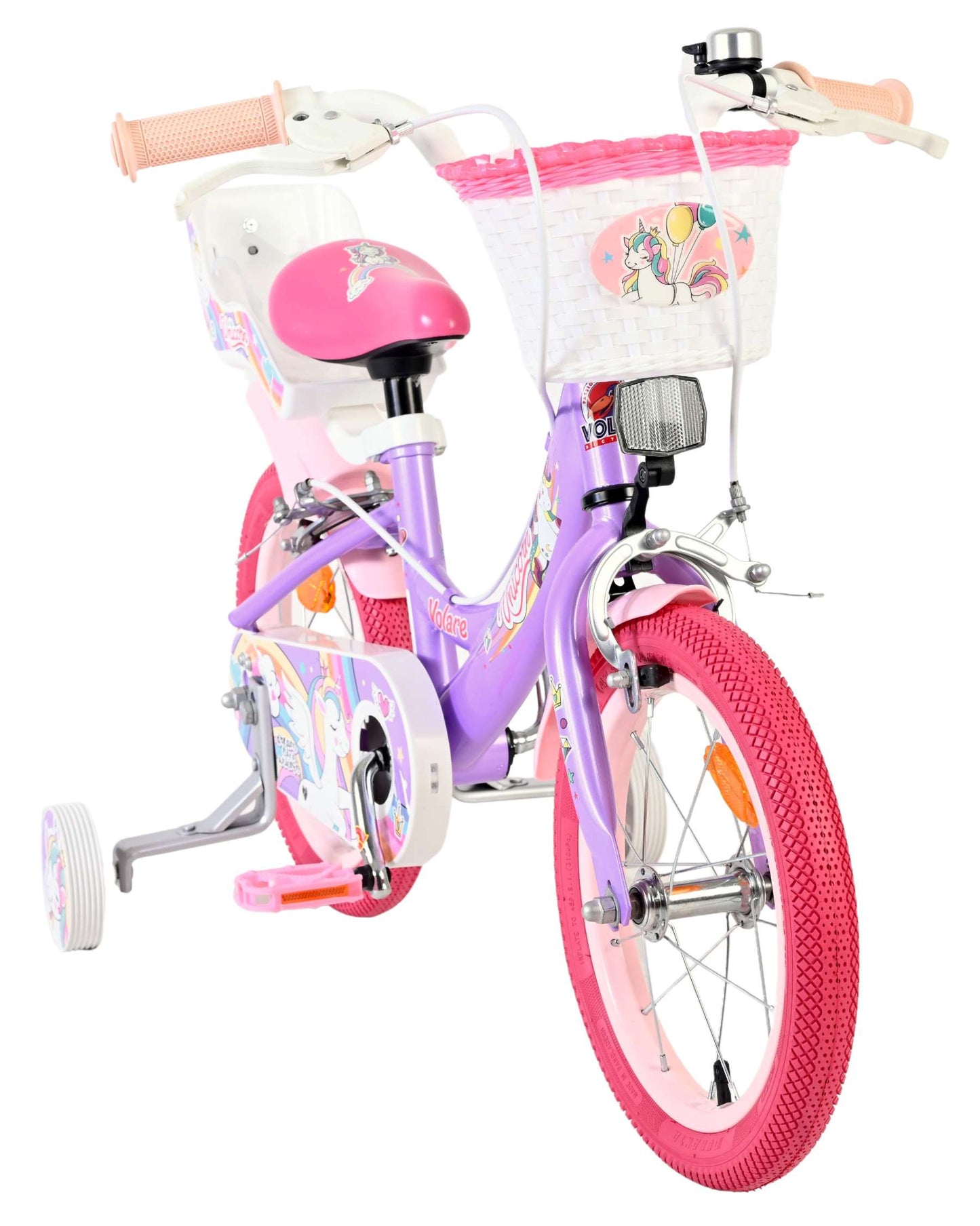 Bicicletta per bambini Volare Unicorn - ragazze - 14 pollici - viola - due freni a mano