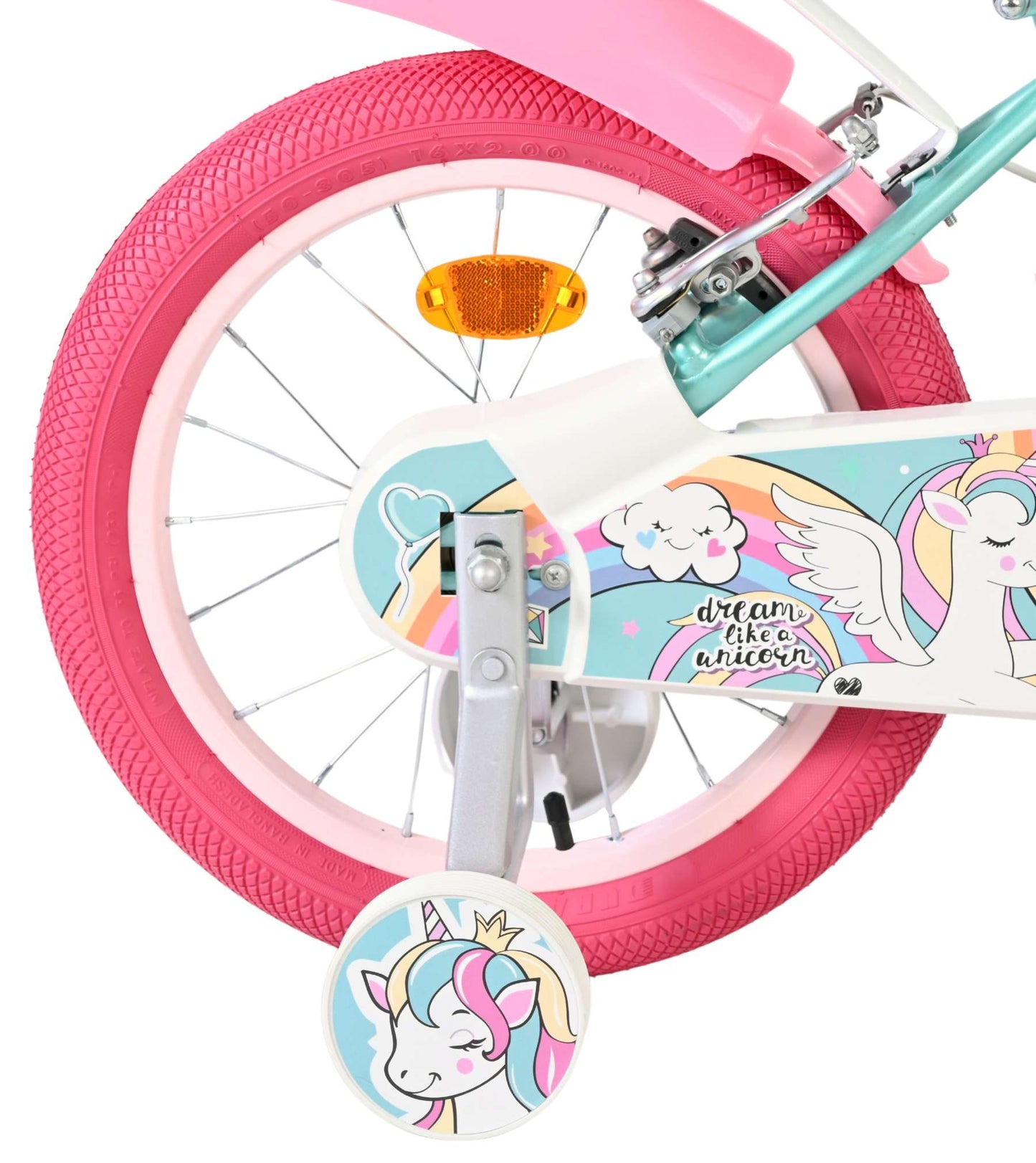 Bicicletta per bambini Volare Unicorn - ragazze - 16 pollici - verde - due freni a mano