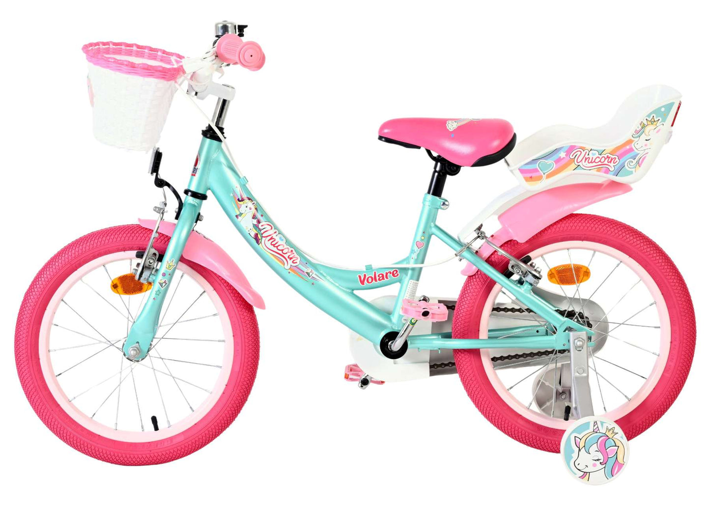 Bicicletta per bambini Volare Unicorn - ragazze - 16 pollici - verde - due freni a mano
