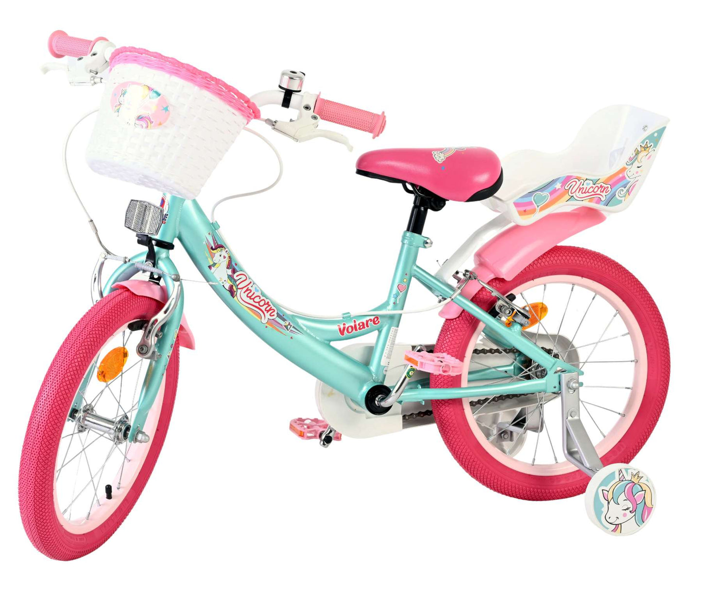 Bicicletta per bambini Volare Unicorn - ragazze - 16 pollici - verde - due freni a mano