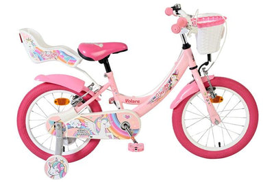 Volare unicorn kinderfiets - meisjes - 16 inch - roze - twee handremmen