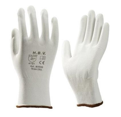 Guanto da lavoro rivestito in pu bianco taglia 8 | 12 pezzi