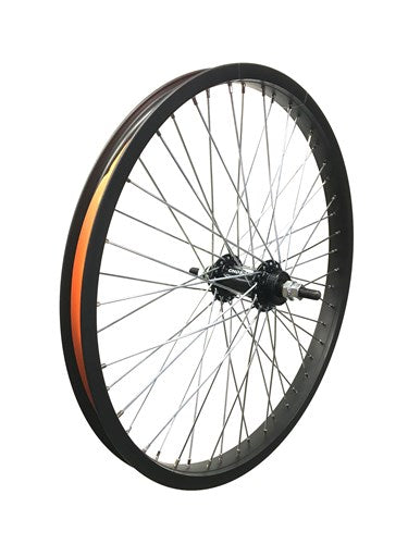 HZB Rueda trasera de 20 pulgadas ETRO 406 BMX Freestyle 48 Spaaks 14 mm Eje negro