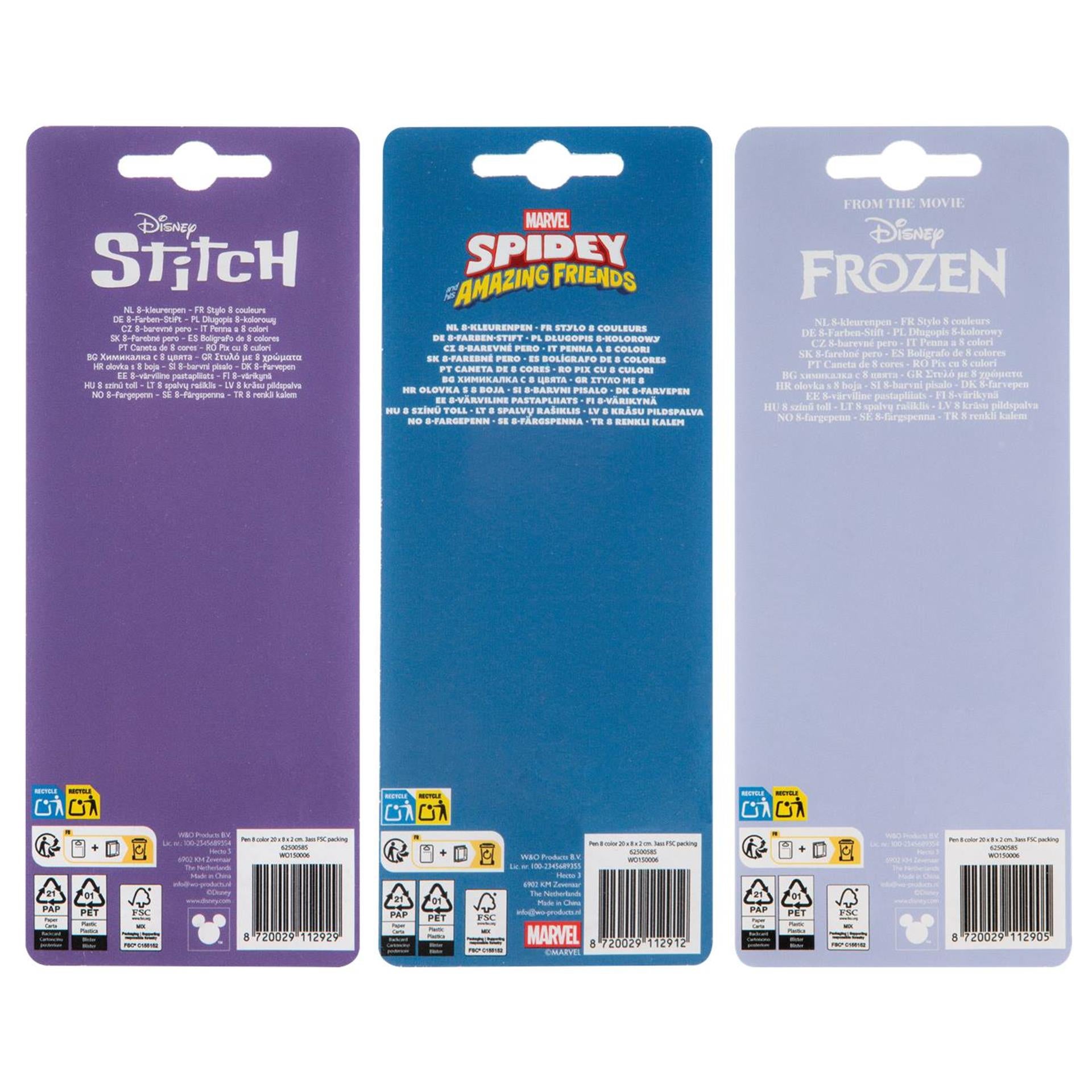 Disney spidey stitch frozen 8-kleurenpen